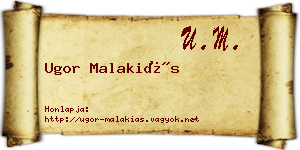 Ugor Malakiás névjegykártya